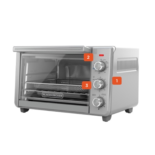 Toaster oven with numbered call-outs.